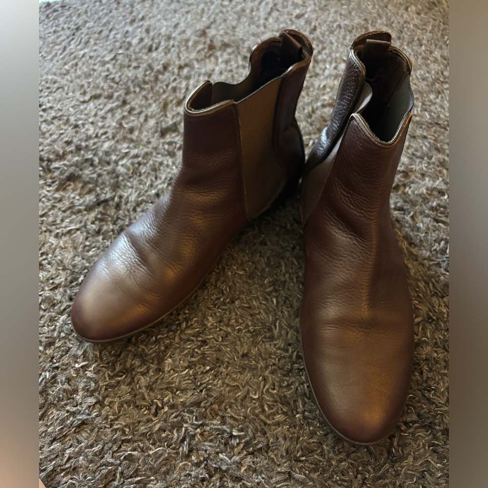 ZEGNA Leather Chelsea Brown Boots